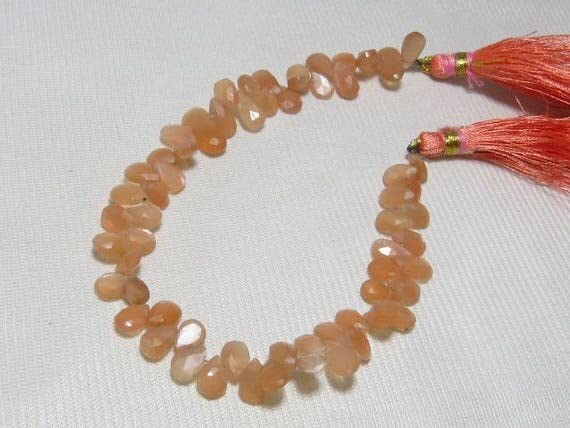 Pierre de lune pêche en perles briolettes pour composer vos bijoux d'été