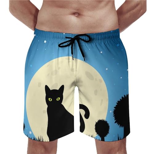 Shorts de bain homme chat noir imprimé maillot séchage rapide taille S