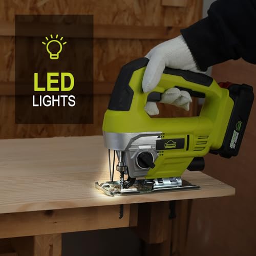 DEWINNER 20V Cordless Jig Saws, Electric Jigsaw with 0-4 Orbital Sets, 2000mAh Battery, ±45°Bevel Cutting Angle,LED Light, 5PCS T-Shank Blades for Wood Metal Cutting 6 DEWINNER 20V Cordless Jig Saws, Electric Jigsaw with 0-4 Orbital Sets, 2000mAh Battery, ±45°Bevel Cutting Angle,LED Light, 5PCS T-Shank Blades for Wood Metal Cutting - Image 6