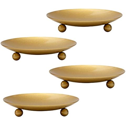 Portavelas Candelabro Metal Soporte para Candelas Platos para Vela de Mesa para Decoración de Hogar Dormitorio Comedor Salón Boda Fiesta, 4pcs de RZKJ-SHOP Cover