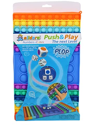 alldoro Juego de Dados Push & Play 67151 Push & Play con números y Colores, Juego de Mesa Pop it Bubble Push Toy, Juguete para aliviar el estrés, para niños y Adultos, Aprox. 32,5 x 19 cm, Arco Iris