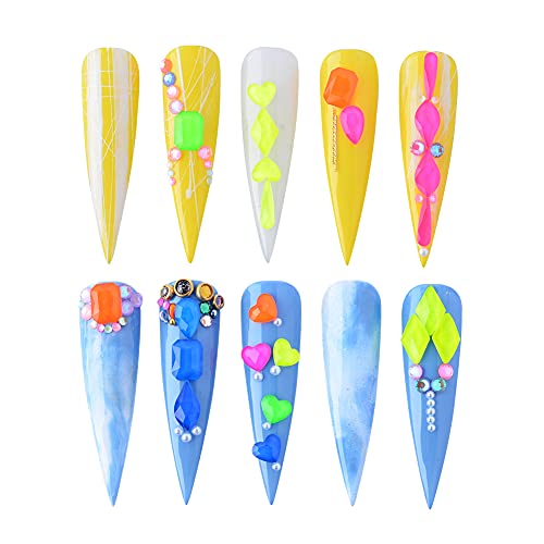 Qimyar NAILSTONES021-03F Mixed Shape Fluorescent Rhinestones Crystal For Acrylic Nail Art Decoration Flatback 3D Nail Crystals Gems Stones Diy Nail Crafts Beauty Makeup Party Neon Color thumb #3