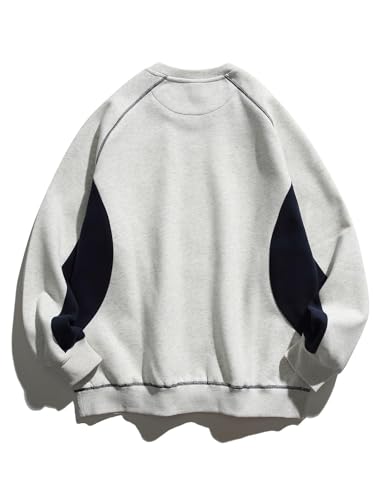 Men's Oversized Color Block Crewneck Sweatshirt Y2k Letter Graphic Long Sleeve Casual Pullover Shirt2