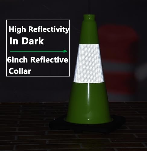 Image of BESEA 8 Pack 18 Inch Green Traffic Cones with Wide Stable Base