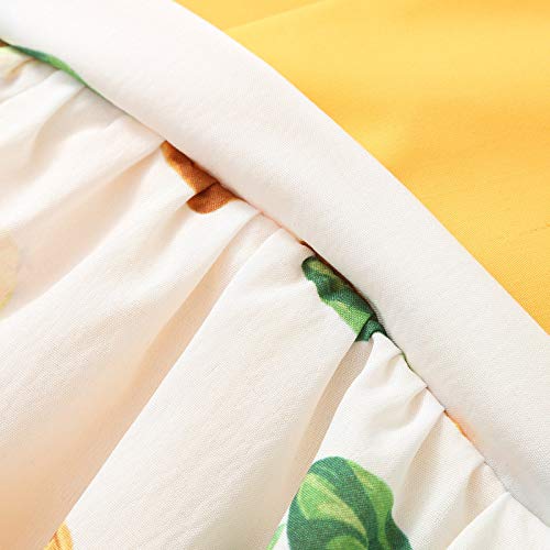 Vestido de verão para bebês recém-nascidos, com estampa de limão, manga com babados, saia de limão e
