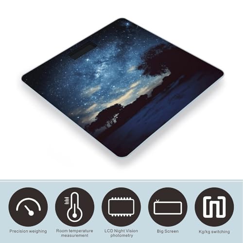 Balanza digital de baño con diseño Night Sky y vidrio templado miniatura 3