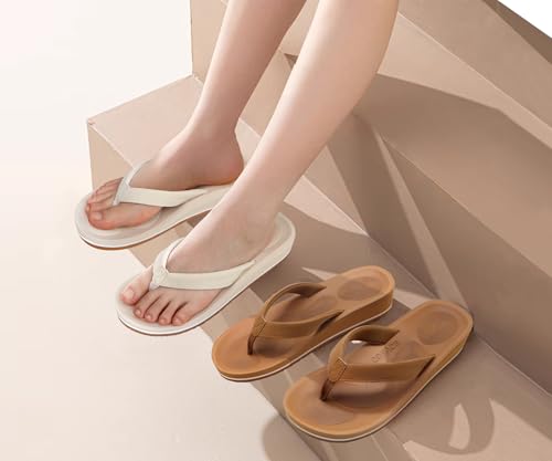 Image of COFACE Flip Flops for Women With Comfortable Arch Support Ladies Fashion Platform Thong Sandals Soft Yoga Mat Sole For Beach /Indoor Outdoor