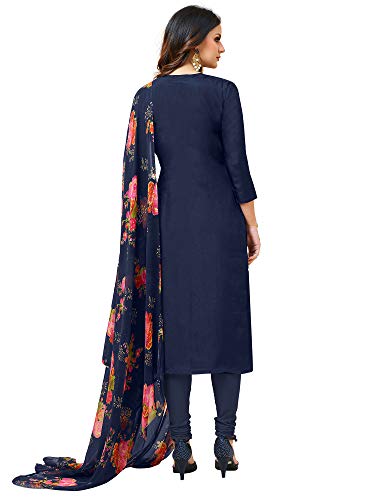 Image of AKHILAM Women's Cotton Chanderi Embroidered Unstitched Salwar Suit Material(26Dmk20 Parent)
