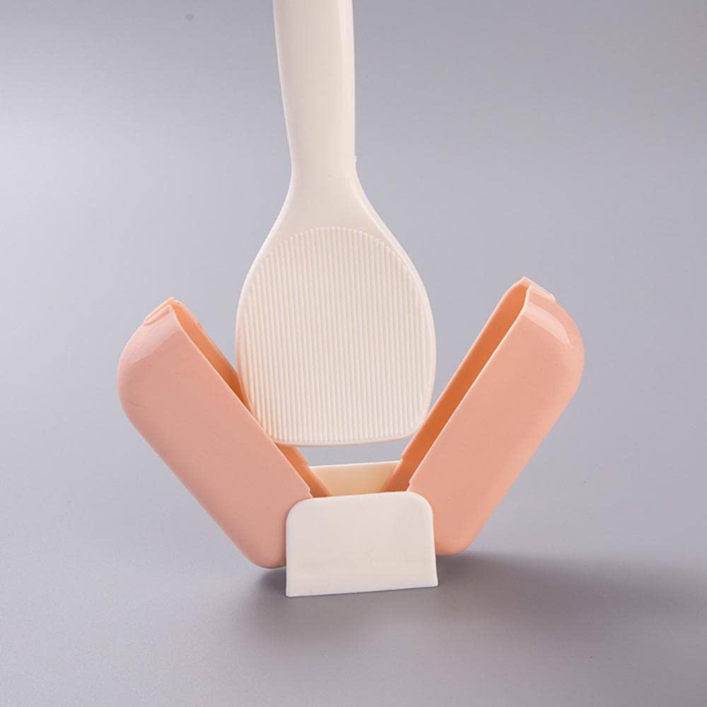 ANAB GI Kitchen Rice Spoon Storage Rack Plastic can Automatically Open and Close The Rice Spoon with Box dust Cover Set Home Rice Spoon,Kitchen Tools Household Gadgets. Colour- Pink,Gray (Pack-1) 4