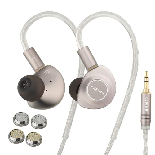 Kefine Delci AE Hi-Fi IEMs 10mm DLC+PU Dynamic Drive in-Ear Monitors with Interchangeable Tuning Nozzles 5.3g Ultralight CNC Aluminum Wired Earbuds Detachable 164-Core Silver-Plated Cable(3.5mm)