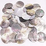 50 PCS Natural Beige Black Coin Shell Mother of Pearl 40mm Jewelry Making DIY