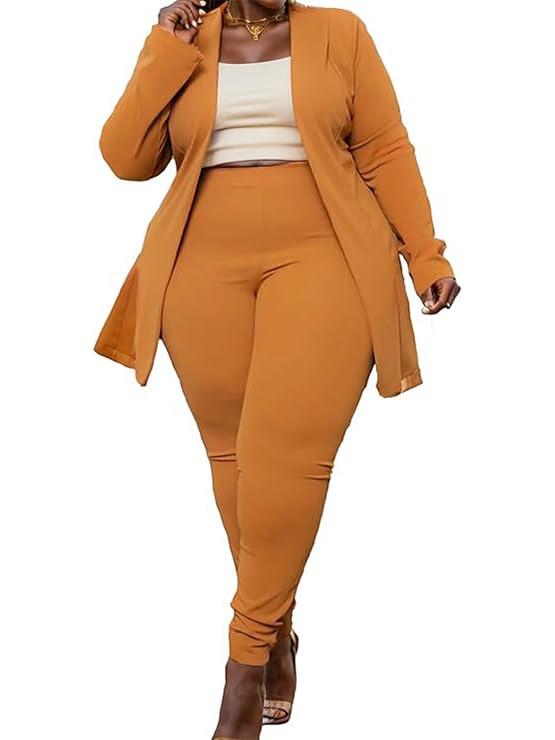 Set completo da donna in due pezzi, giacca lunga con pantaloni jogger a vita alta, abbigliamento professionale da ufficio