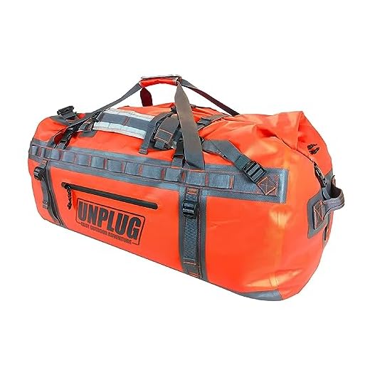 Unplug Ultimate Adventure Bag -1680D Heavy Duty Waterproof Duffel Bag for Boating, Motorcycling, Hunting, Camping, Kayaks or Jet Ski. Gets Gear Through Any Conditions (155L, Adventure Orange)
