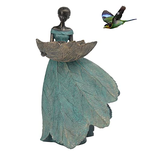 DiliComing Fairy Garden-Statue Bird Feeder -12 Inch Fairy Statue for Home Decoration, Resin Outdoor Statues for Garden Decoration, Best Bird Feeder Garden Gift for Women 12 x 7.5 x 5 Inch