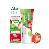 Aloe Dent Children's Aloe Vera Toothpaste Fluoride Free, Natural Action, Vegan, Cruelty Free , SLS Free, Strawberry Flavour, Healthy Gums, 50 ml