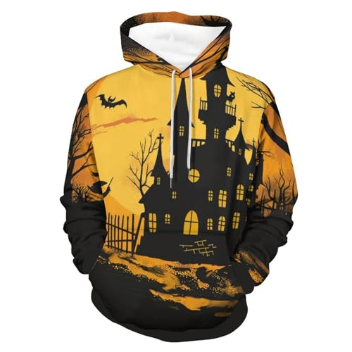 Sweat à capuche Château Sorcière Noir style gothique mystique en taille S unisexe