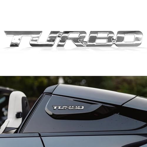 Image of Msyuusr 2PCS Turbo Car Emblem, Premium Metal Turbo Badge, 3D Turbo Metal Fender Logo Badge Sticker, Car Accessories Car Emblem Decal for All Cars, Truck, SUV（Silver）