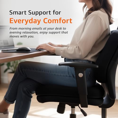 Image of amazon basics Memory Foam Donut Shape Coccyx Seat Pillow in Black | Mesh & Anti Skid (44 x 35 x 7 cm)