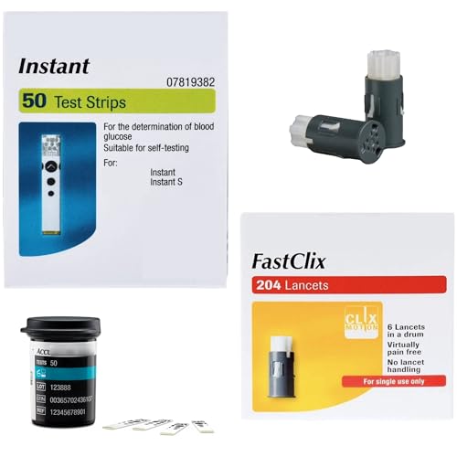 Fast Clix Lancets + Instant Test Strips | Preloaded 204 Lancet Pack + 50 Test Cassette Bundle | Saver Pack