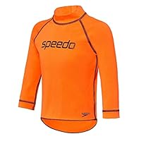 Speedo Boy's Logo Long Sleeve Sun Top, Fluro Orange, 9-12 Months