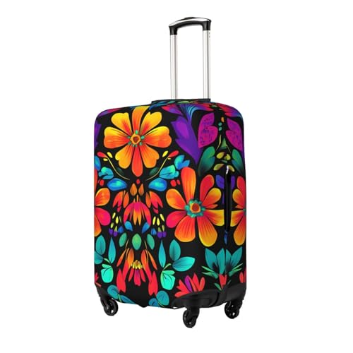 Colorful Floral Mexican Elastic Travel Luggage Cover, Washable Spandex Suitcase Protector, Anti-Scratch Fits 18-32 Inch2
