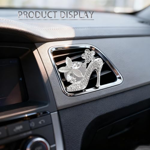 Image of Car Air Freshener Hanging, Air Freshener Diffuser for Cars, Air Fresheners Diffuser oil For Car,Car Air Freshener For Women,Aromatherapy Air Vent Clip Charm, air freshener High Heel,Silver