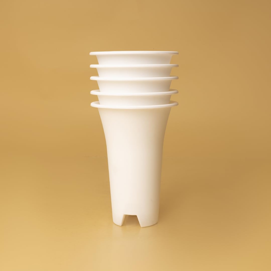 Tillage- Round Plastic Tall Nursery White pots for Cactus, Succulents and adenium (6inch) Pack of 5 (B0D6M217W8) Amazon Price History, Amazon Price Tracker