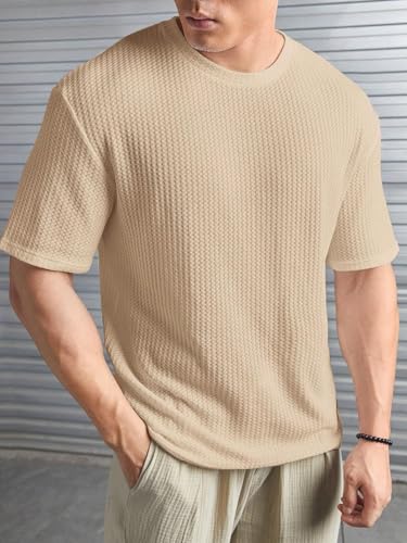 Image of Streetwear Dot Waffle Popcorn Round Neck Cotton Tshirt for Men