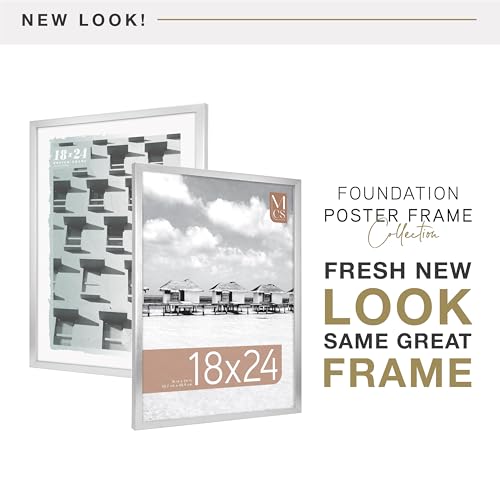 Image of MCS Foundation 18x24 Poster Frame Traditional Silver, Vertical & Horizontal Wall Hanging Large Picture Frame for Photos, Posters & Art Prints (1-Pack)