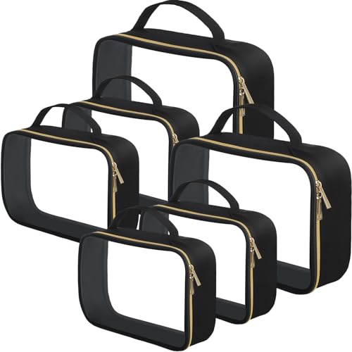 6 Pack Toiletry Clear Makeup Bags with Handles PVC Cosmetic Bags for Traveling Essentials Travel Women and Men Airport Vacation Organization