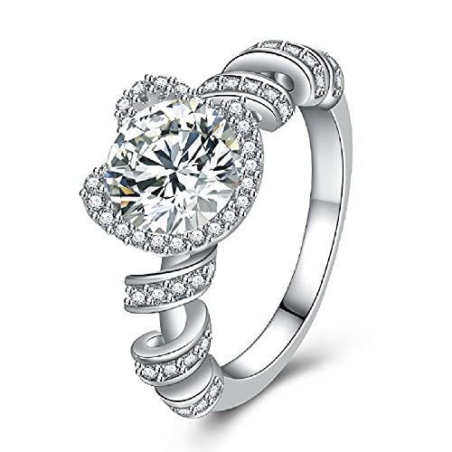 GUIDECUN 2.6ct Round Cut Halo 925 Sterling Silver Plated CZ Cubic Zirconia Engagement Rings Women's Unique Love Promise Ring Size 6-10 (US Size 9)