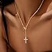 Poxtex Infinity Necklace for Womens 14K Gold Plated Cubic Zirconia Large Cross Pendant Necklaces Non Tarnish Minimalist Jewelry Faith Cross Gifts