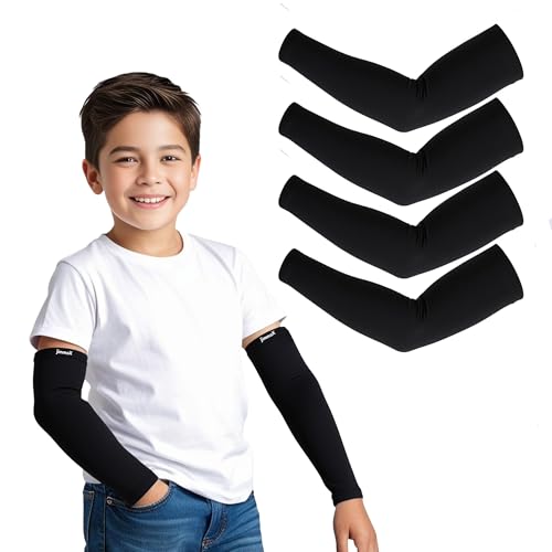 Image of Kids Arm Sleeves - Protective Arm Covers for Boys & Girls, Ages 5-13, UV Sun Protection, Perfect for Sports, Cycling, Running, and Outdoor Activities