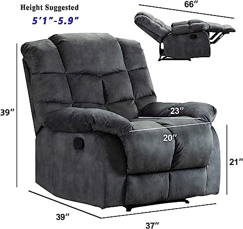 image for ANJHOME Single Recliner Chairs for Living Room Overstuffed Breathable 