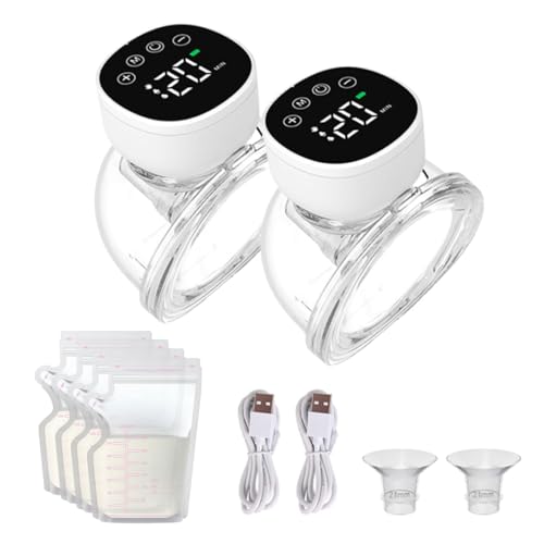 Wearable Portable Electric Breast Pump for Baby, 2Pcs Smart Double Breast Pump, 3 Modes & 9 Levels Quiet Breastfeeding,2PCS