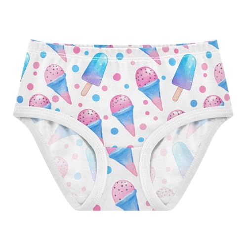Wusikd Ice Cream Girls' Underwear Cotton Blue Pink Girls Briefs Soft Toddler Underwear 2T