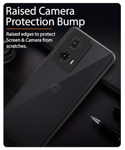 Image of WOW IMAGINE Translucent Hybrid Back Case Cover for Motorola Moto G35 5G Smoked Matte Back | Shock Proof 360 Degree Protection | Protective Hard Case - Matte Black