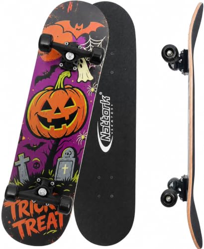 Image of Nattork 31 Inch Complete Skateboard, Standard Skateboards for Beginners, Wood 9 Layer Canadian Maple Trick Skate Boards for Boys Girls Youth Teens Adults