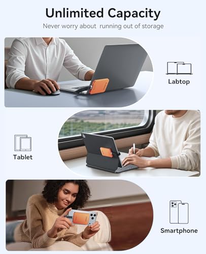 Image of ORICO 1TB Magnetic External SSD, Aluminum Alloy, Up to 460MB /s, External Solid State Drive, Expand Storage for iPhone 17 Pro Max, Compatible w /MagSafe, USB-C Smartphones - K5MINI Orange