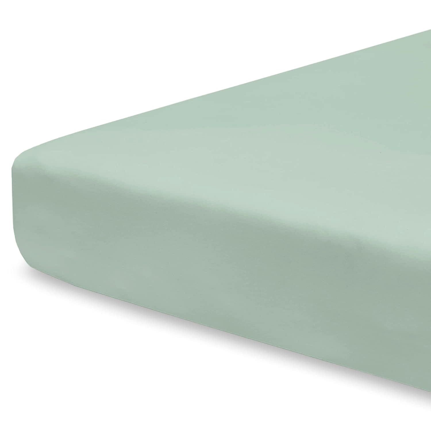 Pizuna Crib Fitted Sheet 40 x 90 cm, Seafoam Sage, 400 Thread Count 100% Long Staple Cotton Fitted Bed Sheet