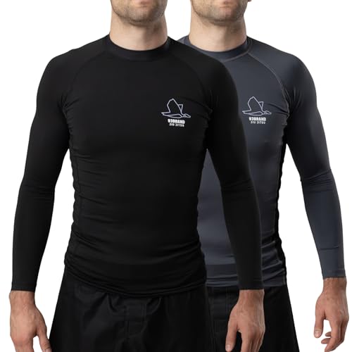 93Brand Standard Issue Long Sleeve Rashguard 2-Pack BJJ Jiujitsu Black/Smoke Grey