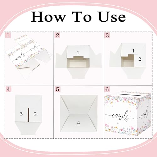 Image of Wildflower Card Box for Wedding, 8.7 inch Floral Card Box for Reception, Graduation, Bridal Shower, Baby Shower, Birthday, Anniversary, Garden Party Decorations