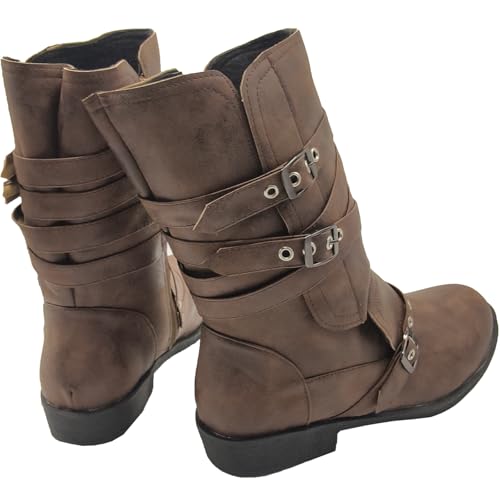 Womens Boots Medieval Renaissance Faux Leather Mid Top Boot Gothic Viking Pirate Shoes Halloween Cosplay for Women4