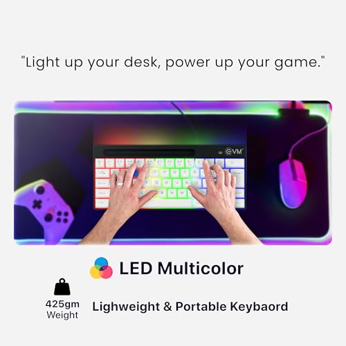 Image of EVM Gaming Keyboard 62 Keys RGB | Compact Wired Keyboard | LED Backlit | Anti-Ghosting Keys | USB Keyboard for PC Laptop | Mini Gaming Keyboard | 1 Year Warranty(EVM-WDK-612)