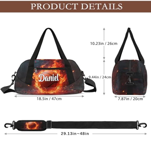 Personalized Kids Sports Duffel Bag for Boys, Custom Name Athletic Gym Bag, Lightweight Travel Weekender Bag with Adjustable Strap, Toddler Sports Bag for Overnight Basketball2