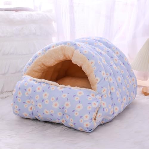 FILWY 猫ベッド 冬用 猫ハウス ふわふわ クッション 暖かい マット 用寝袋 丸洗い 猫用こたつ 可愛い 小型犬適用 噛んでも破れないベッド ペット用品 (Sは6斤の内猫、3斤の内犬を提案する,ブルー)