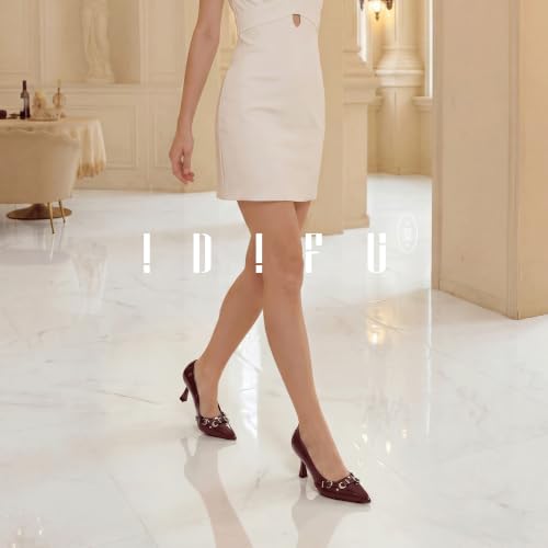 Image of IDIFU Kitten Heels Pumps Closed Pointed Toe Dress Shoes for Women