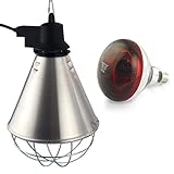 Infrarot Wärmestrahlgerät Heizstrahler, im Set 150 Watt Rotlichtlampe Wärmelampe E27 | Ferkellampe, Kückenlampe, Wärmelampe Tiere, Hühner