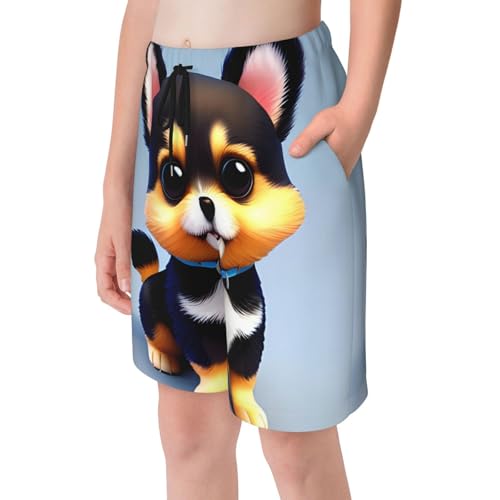 Card Love Fancy Puppy Youth Beach Pants, Soft and Breathable, with Drawstring Waist, Suitable for Sports and Leisure.4