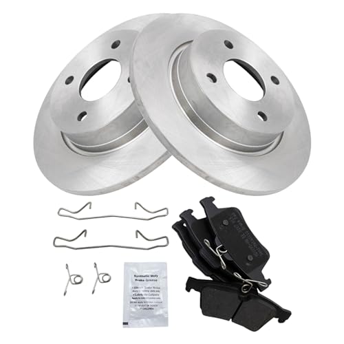 Image of TRQ Rear Brake Pad and Rotor Set Semi Metallic Rotors
